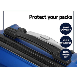 Wanderlite 20" 24" 28" Luggage with TSA Lock Spinner Travel Suitcase Carry On Hard Shell Luggage Case Blue - Glam Warehouse