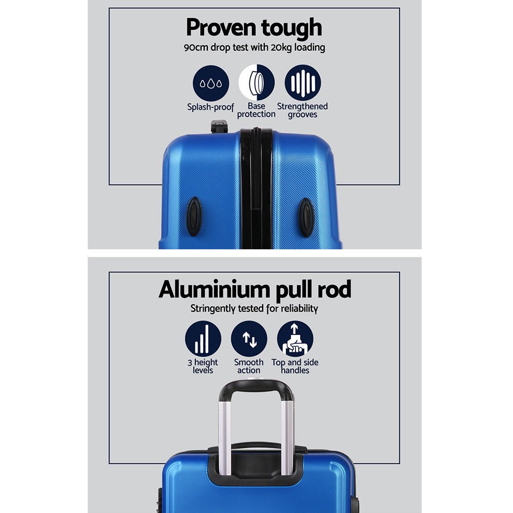 Wanderlite 20" 24" 28" Luggage with TSA Lock Spinner Travel Suitcase Carry On Hard Shell Luggage Case Blue - Glam Warehouse