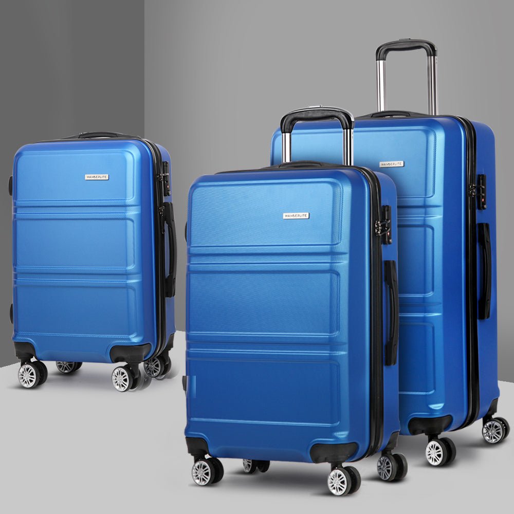 Wanderlite 20" 24" 28" Luggage with TSA Lock Spinner Travel Suitcase Carry On Hard Shell Luggage Case Blue - Glam Warehouse