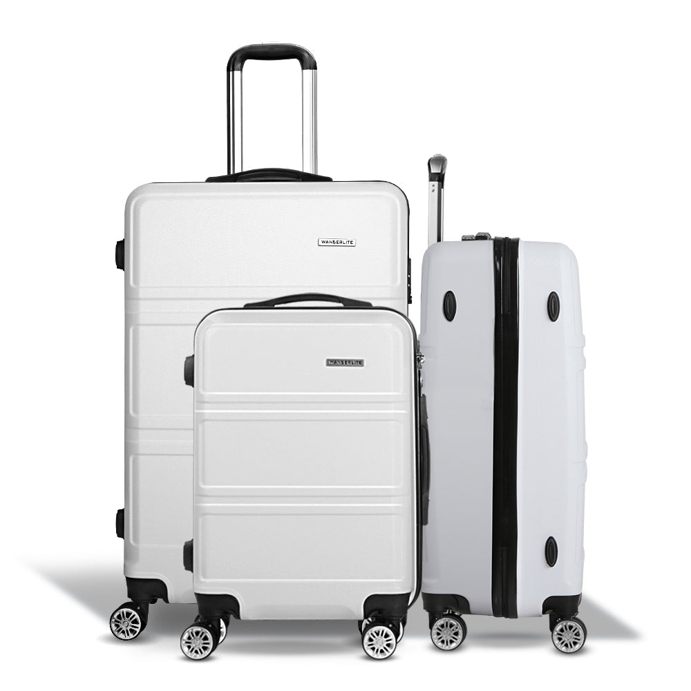 Wanderlite 20" 24" 28" Luggage with TSA Lock Spinner Travel Suitcase Carry On Hard Shell Luggage Case White - Glam Warehouse
