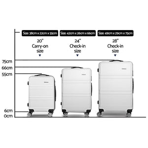 Wanderlite 20" 24" 28" Luggage with TSA Lock Spinner Travel Suitcase Carry On Hard Shell Luggage Case White - Glam Warehouse