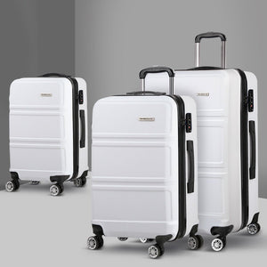 Wanderlite 20" 24" 28" Luggage with TSA Lock Spinner Travel Suitcase Carry On Hard Shell Luggage Case White - Glam Warehouse