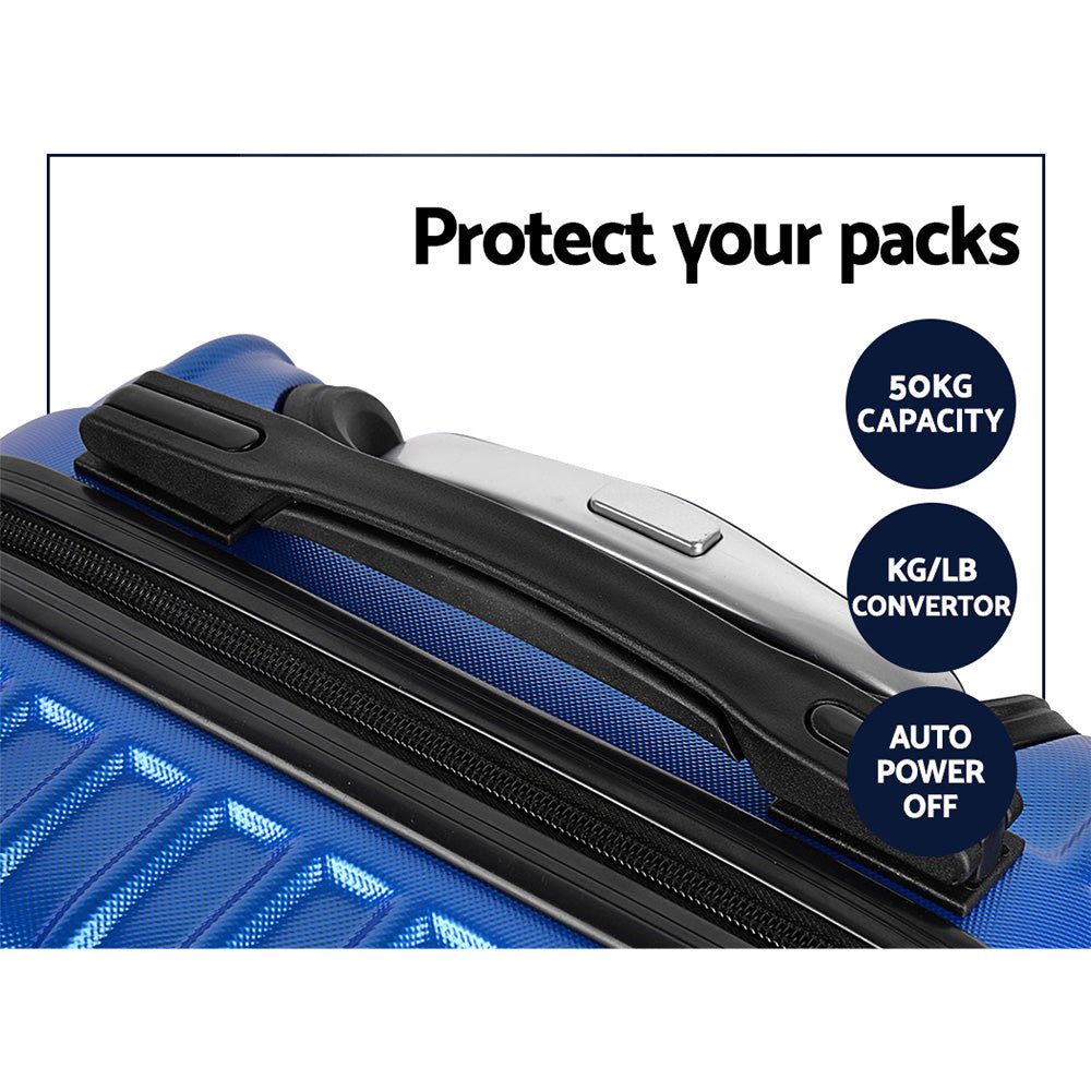 Wanderlite 20-28 Inch Luggage 2Set with TSA Lock Spinner Carry On Hard Shell Travel Suitcase Luggage Case Blue - Glam Warehouse