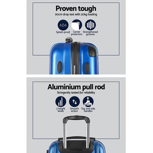 Wanderlite 20-28 Inch Luggage 2Set with TSA Lock Spinner Carry On Hard Shell Travel Suitcase Luggage Case Blue - Glam Warehouse