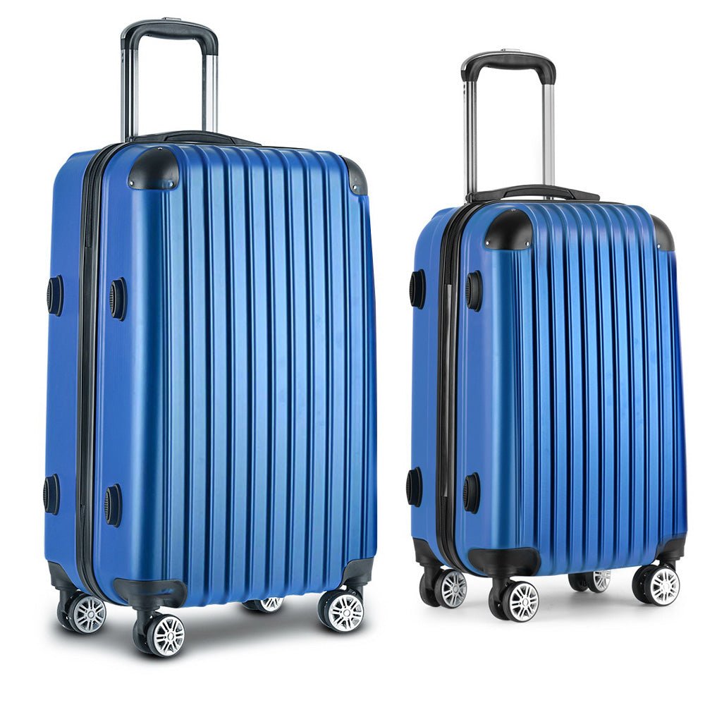 Wanderlite 20-28 Inch Luggage 2Set with TSA Lock Spinner Carry On Hard Shell Travel Suitcase Luggage Case Blue - Glam Warehouse