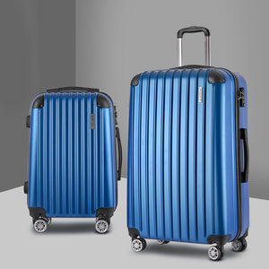 Wanderlite 20-28 Inch Luggage 2Set with TSA Lock Spinner Carry On Hard Shell Travel Suitcase Luggage Case Blue - Glam Warehouse