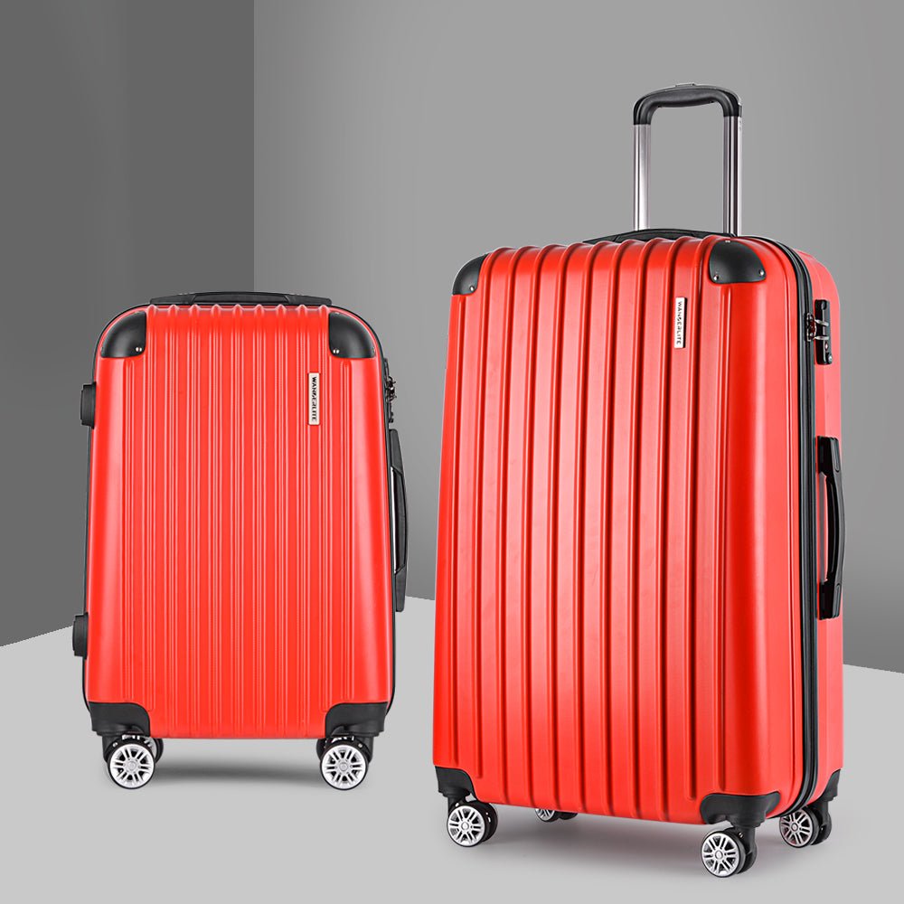 Wanderlite 20-28 Inch Luggage 2Set with TSA Lock Spinner Carry On Hard Shell Travel Suitcase Luggage Case Red - Glam Warehouse