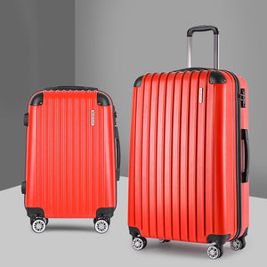 Wanderlite 20-28 Inch Luggage 2Set with TSA Lock Spinner Carry On Hard Shell Travel Suitcase Luggage Case Red - Glam Warehouse