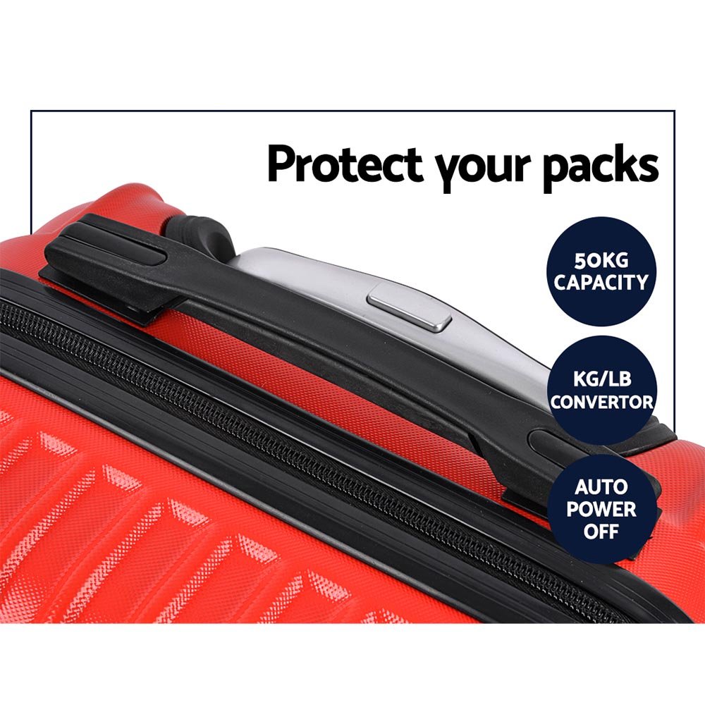 Wanderlite 20-28 Inch Luggage 2Set with TSA Lock Spinner Carry On Hard Shell Travel Suitcase Luggage Case Red - Glam Warehouse