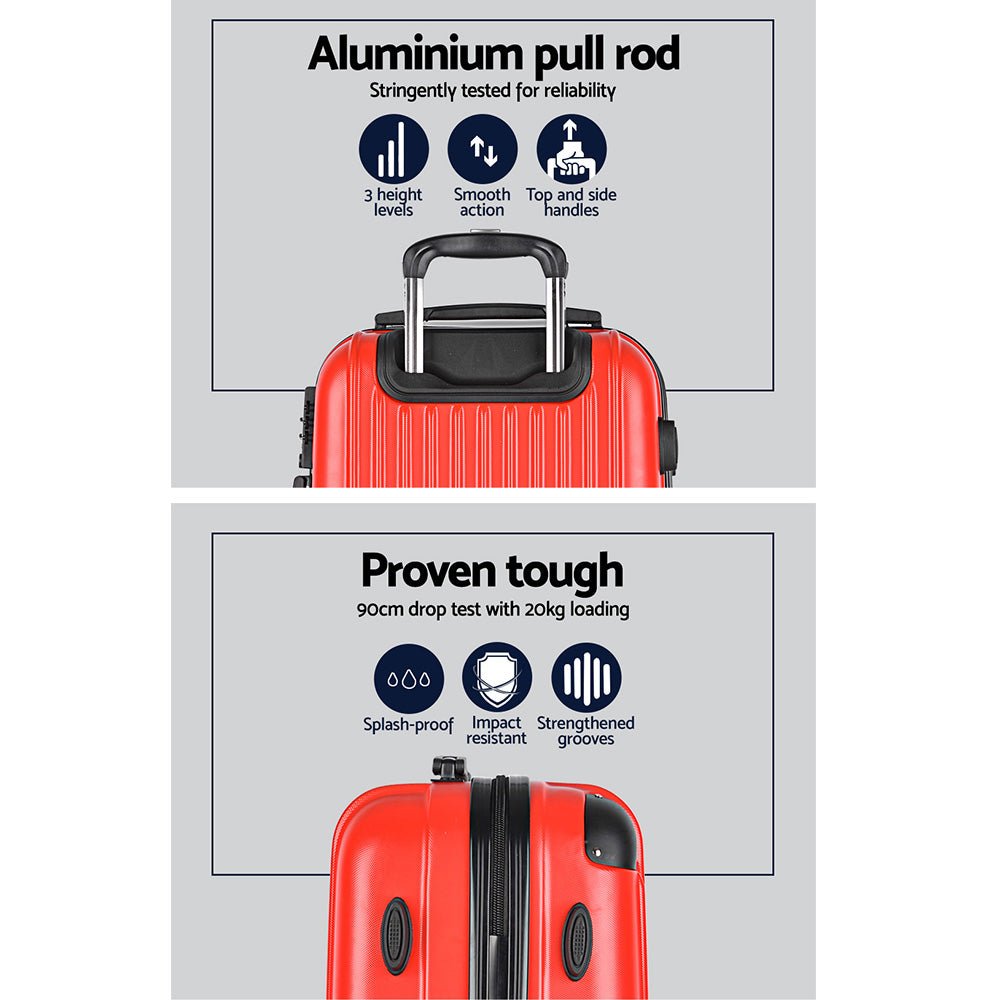 Wanderlite 20-28 Inch Luggage 2Set with TSA Lock Spinner Carry On Hard Shell Travel Suitcase Luggage Case Red - Glam Warehouse