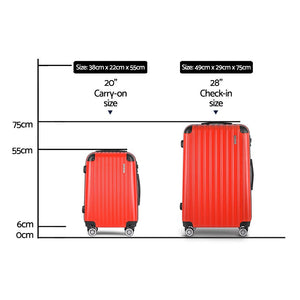 Wanderlite 20-28 Inch Luggage 2Set with TSA Lock Spinner Carry On Hard Shell Travel Suitcase Luggage Case Red - Glam Warehouse