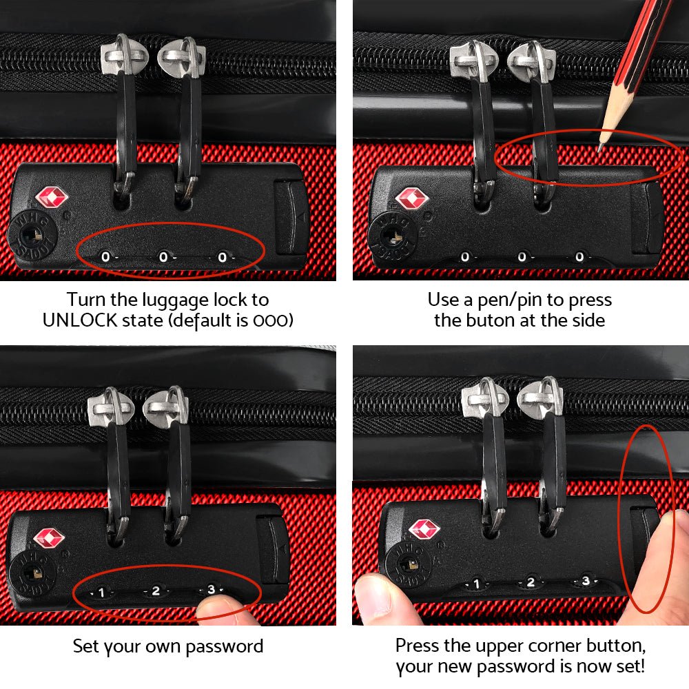 Wanderlite 20-28 Inch Luggage 2Set with TSA Lock Spinner Carry On Hard Shell Travel Suitcase Luggage Case Red - Glam Warehouse