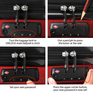 Wanderlite 20-28 Inch Luggage 2Set with TSA Lock Spinner Carry On Hard Shell Travel Suitcase Luggage Case Red - Glam Warehouse