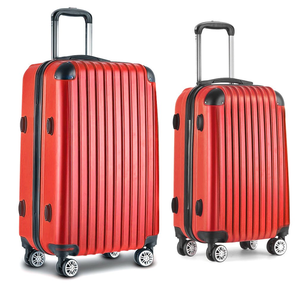 Wanderlite 20-28 Inch Luggage 2Set with TSA Lock Spinner Carry On Hard Shell Travel Suitcase Luggage Case Red - Glam Warehouse