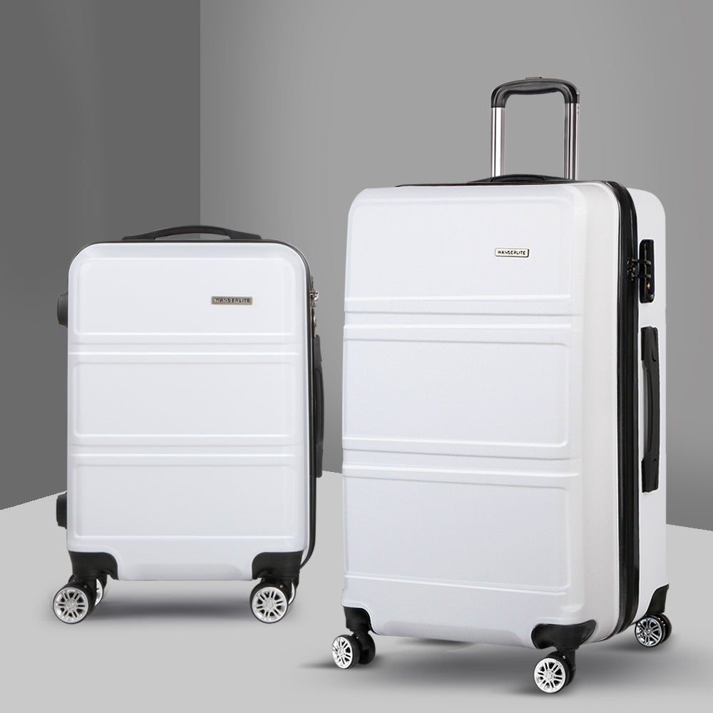 Wanderlite 20" 28" Luggage with TSA Lock Spinner Travel Suitcase Carry On Hard Shell Luggage Case White - Glam Warehouse