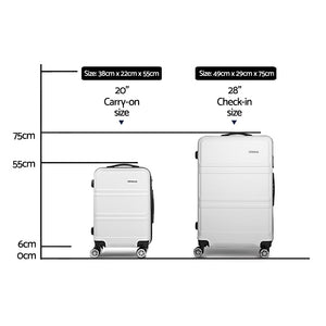 Wanderlite 20" 28" Luggage with TSA Lock Spinner Travel Suitcase Carry On Hard Shell Luggage Case White - Glam Warehouse