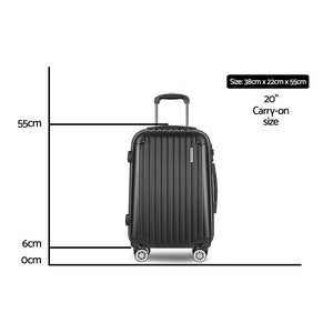 Wanderlite 20 Inch Luggage with Zipper Lock Carry On Hard Shell Travel Suitcase Luggage Case Black - Glam Warehouse