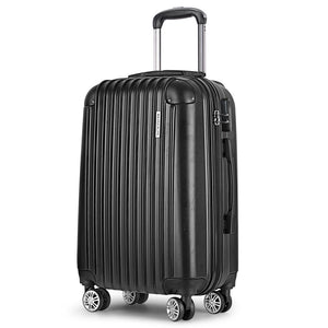 Wanderlite 20 Inch Luggage with Zipper Lock Carry On Hard Shell Travel Suitcase Luggage Case Black - Glam Warehouse