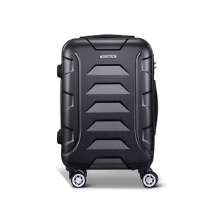 Wanderlite 20 Inch Luggage with Zipper Lock Travel Suitcase Carry On Hard Shell Luggage Case Black - Glam Warehouse