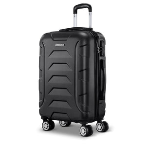 Wanderlite 20 Inch Luggage with Zipper Lock Travel Suitcase Carry On Hard Shell Luggage Case Black - Glam Warehouse
