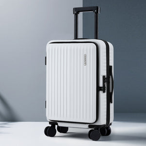 Wanderlite 20" Luggage Suitcase Front Pocket Travel Carry On Dual TSA White - Glam Warehouse