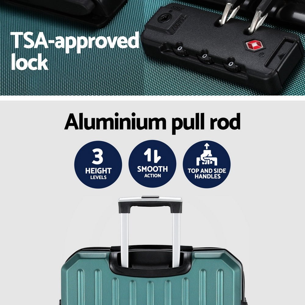 Wanderlite 28-inch Luggage Set with TSA Lock�ABS Hard Shell Travel Suitcase Organiser Luggage Case Atrovirens - Glam Warehouse