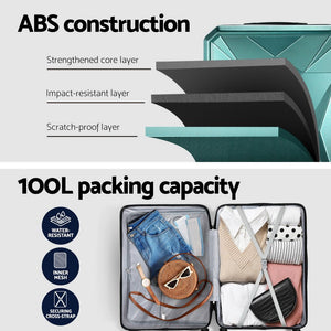 Wanderlite 28-inch Luggage Set with TSA Lock�ABS Hard Shell Travel Suitcase Organiser Luggage Case Atrovirens - Glam Warehouse