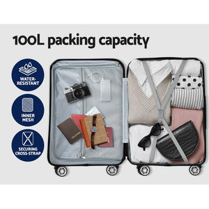Wanderlite 28-inch Luggage Set with TSA Lock�ABS Hard Shell Travel Suitcase Organiser Luggage Case Black - Glam Warehouse