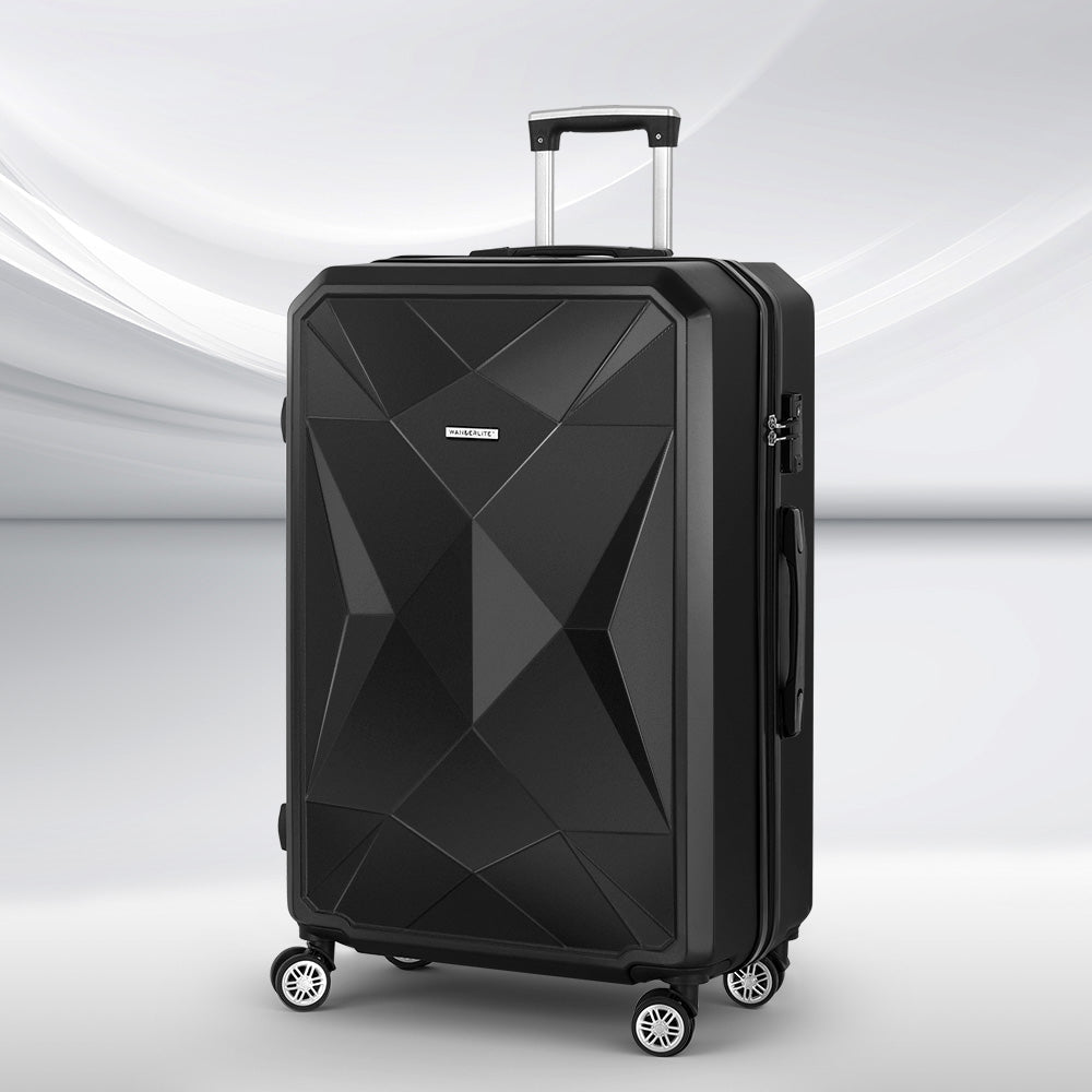 Wanderlite 28-inch Luggage Set with TSA Lock�ABS Hard Shell Travel Suitcase Organiser Luggage Case Black - Glam Warehouse