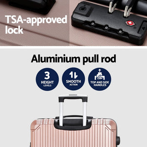 Wanderlite 28-inch Luggage Set with TSA Lock�ABS Hard Shell Travel Suitcase Organiser Luggage Case Rose Gold - Glam Warehouse