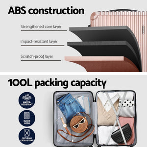 Wanderlite 28-inch Luggage Set with TSA Lock�ABS Hard Shell Travel Suitcase Organiser Luggage Case Rose Gold - Glam Warehouse