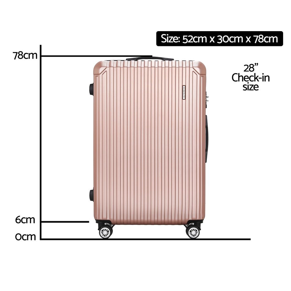 Wanderlite 28-inch Luggage Set with TSA Lock�ABS Hard Shell Travel Suitcase Organiser Luggage Case Rose Gold - Glam Warehouse