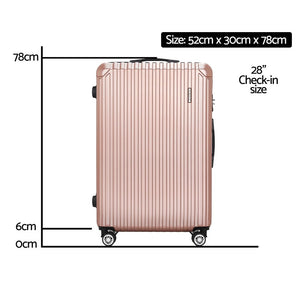 Wanderlite 28-inch Luggage Set with TSA Lock�ABS Hard Shell Travel Suitcase Organiser Luggage Case Rose Gold - Glam Warehouse