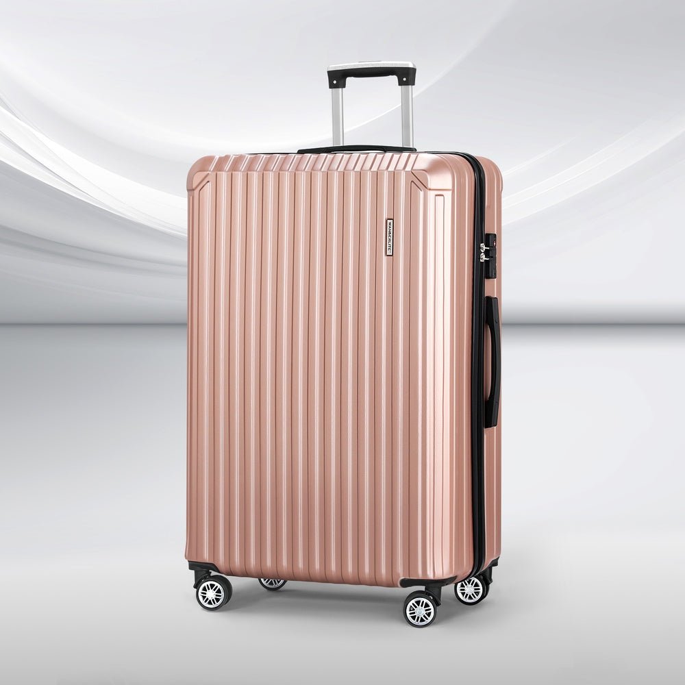 Wanderlite 28-inch Luggage Set with TSA Lock�ABS Hard Shell Travel Suitcase Organiser Luggage Case Rose Gold - Glam Warehouse