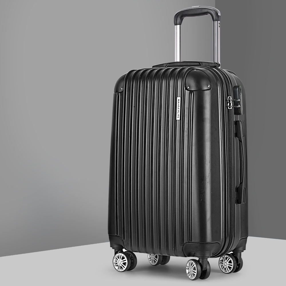 Wanderlite 28 Inch Luggage with TSA Lock Spinner Carry On Hard Shell Travel Suitcase Luggage Case Black - Glam Warehouse