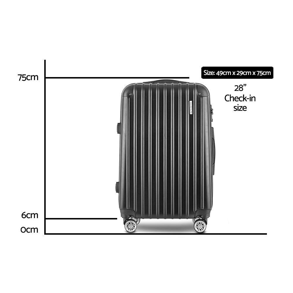 Wanderlite 28 Inch Luggage with TSA Lock Spinner Carry On Hard Shell Travel Suitcase Luggage Case Black - Glam Warehouse
