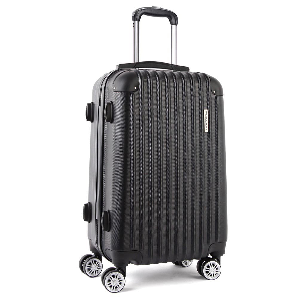 Wanderlite 28 Inch Luggage with TSA Lock Spinner Carry On Hard Shell Travel Suitcase Luggage Case Black - Glam Warehouse
