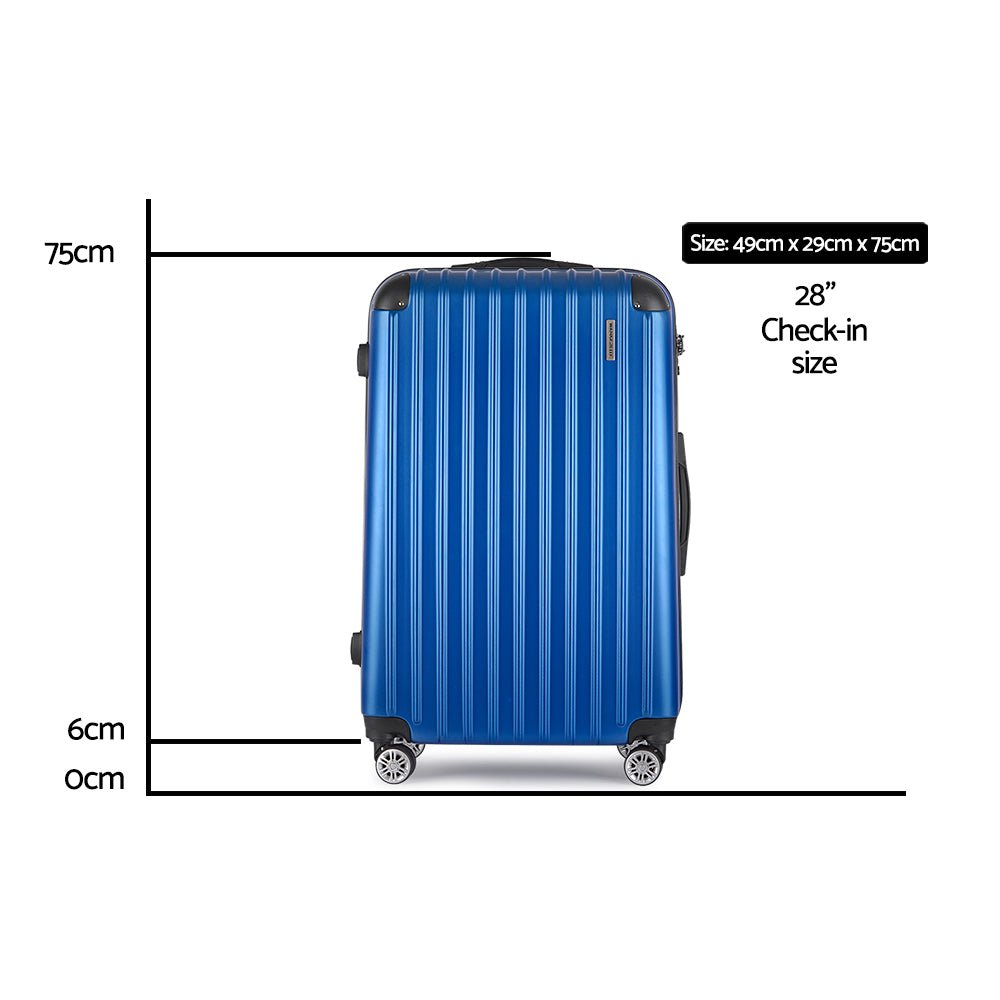 Wanderlite 28 Inch Luggage with TSA Lock Spinner Carry On Hard Shell Travel Suitcase Luggage Case Blue - Glam Warehouse