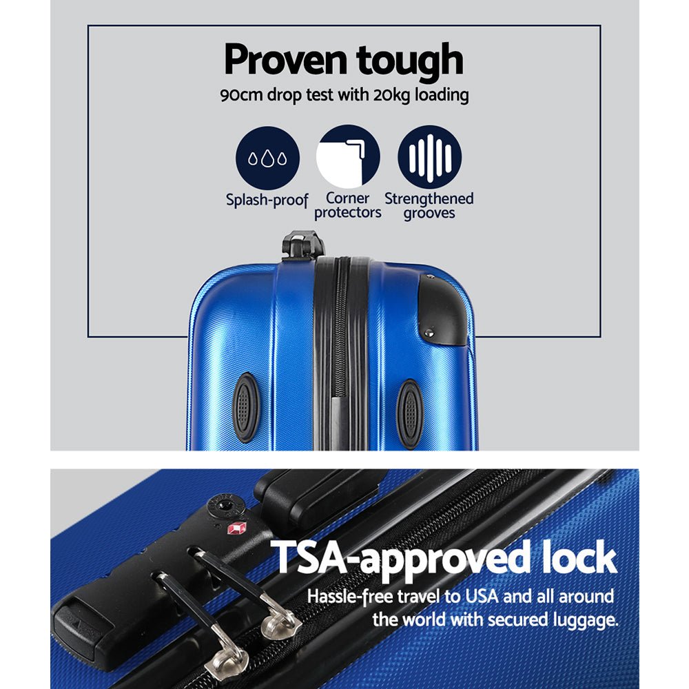 Wanderlite 28 Inch Luggage with TSA Lock Spinner Carry On Hard Shell Travel Suitcase Luggage Case Blue - Glam Warehouse