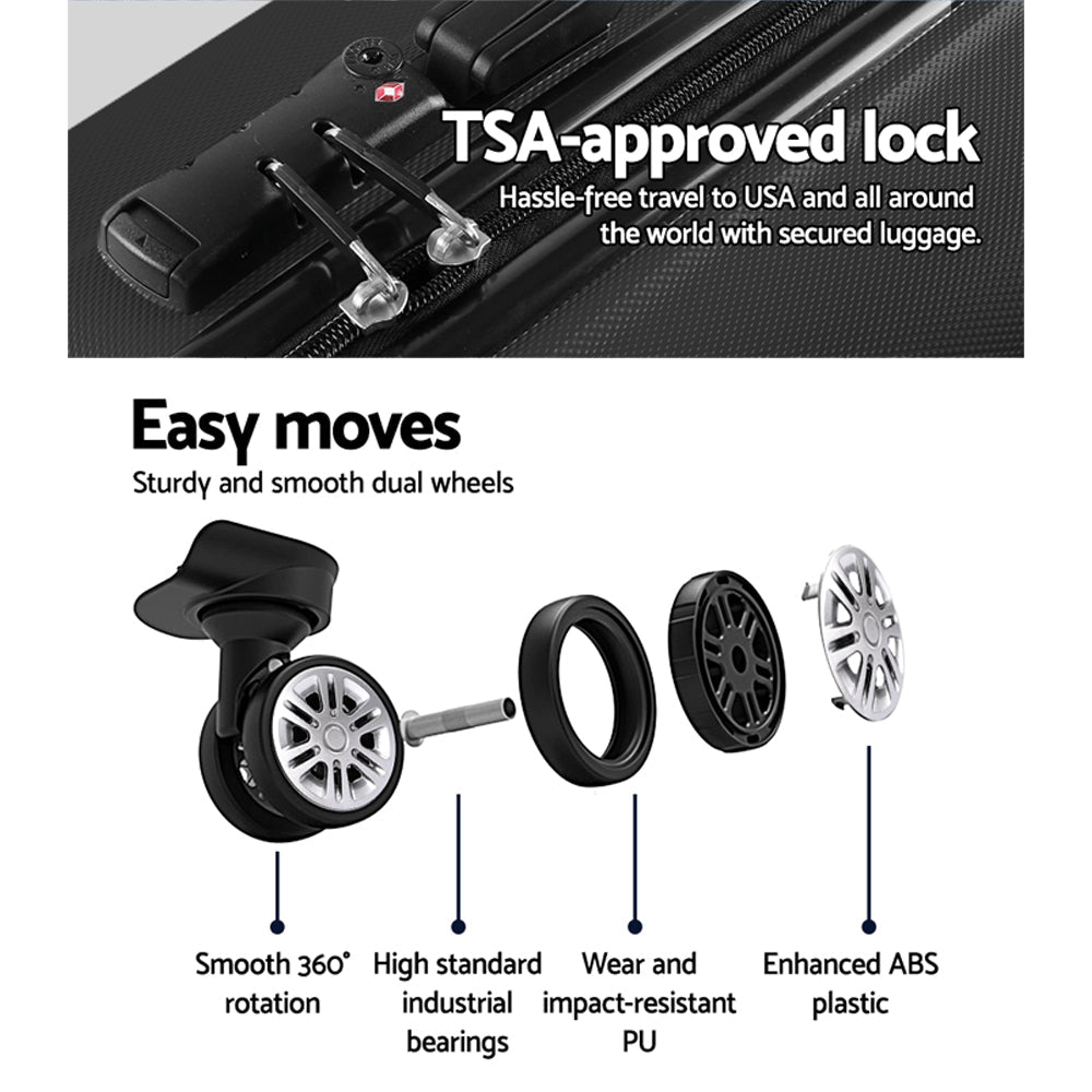 Wanderlite 28 Inch Luggage with TSA Lock Spinner Travel Suitcase Carry On Hard Shell Luggage Case Black - Glam Warehouse