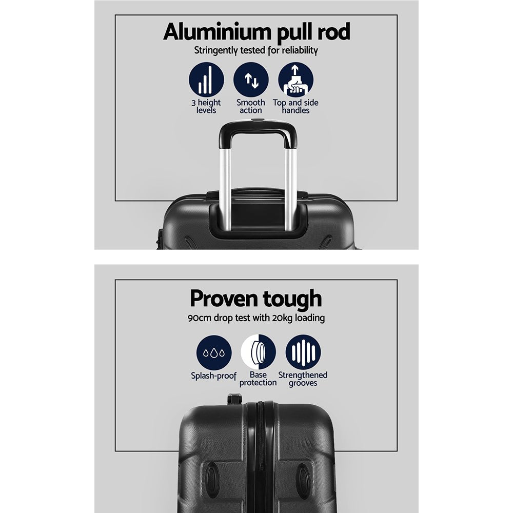 Wanderlite 28 Inch Luggage with TSA Lock Spinner Travel Suitcase Carry On Hard Shell Luggage Case Black - Glam Warehouse