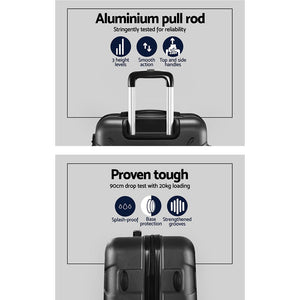 Wanderlite 28 Inch Luggage with TSA Lock Spinner Travel Suitcase Carry On Hard Shell Luggage Case Black - Glam Warehouse
