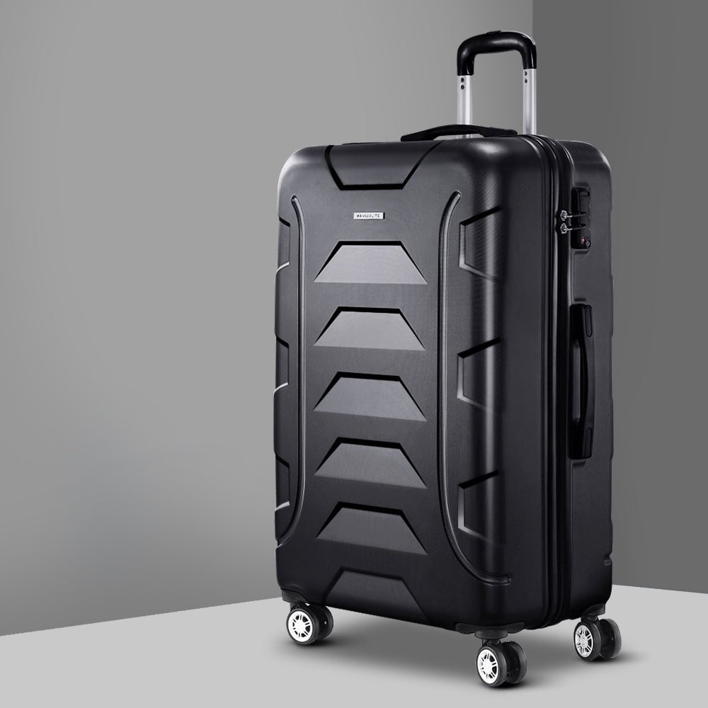 Wanderlite 28 Inch Luggage with TSA Lock Spinner Travel Suitcase Carry On Hard Shell Luggage Case Black - Glam Warehouse
