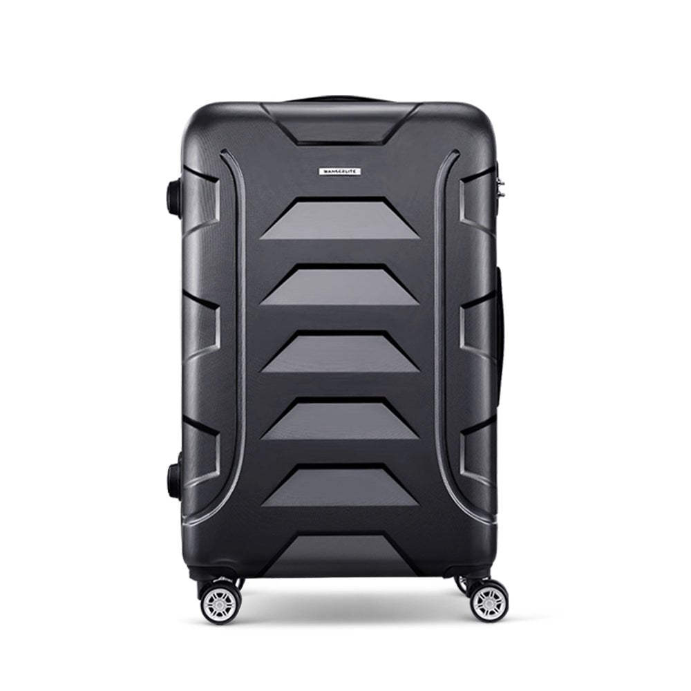 Wanderlite 28 Inch Luggage with TSA Lock Spinner Travel Suitcase Carry On Hard Shell Luggage Case Black - Glam Warehouse