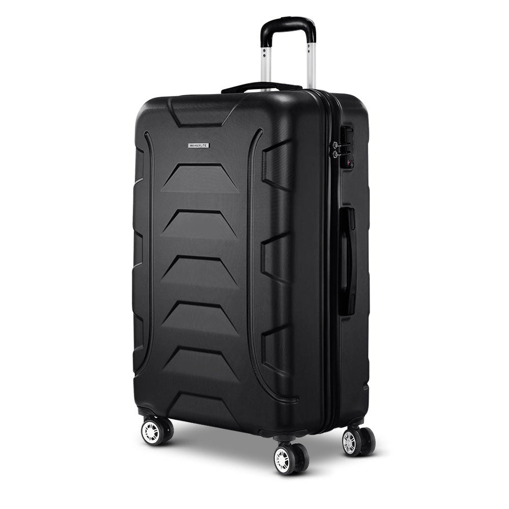 Wanderlite 28 Inch Luggage with TSA Lock Spinner Travel Suitcase Carry On Hard Shell Luggage Case Black - Glam Warehouse