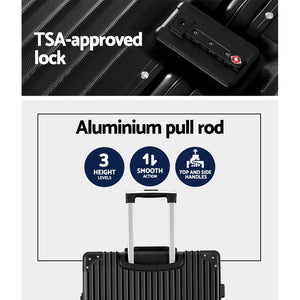 Wanderlite 28 Inch Luggage with TSA Lock Stainless�Steel�Wrapped�Corners Hard Shell Travel Suitcase Luggage Case Black - Glam Warehouse