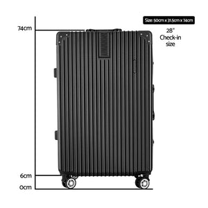 Wanderlite 28 Inch Luggage with TSA Lock Stainless�Steel�Wrapped�Corners Hard Shell Travel Suitcase Luggage Case Black - Glam Warehouse