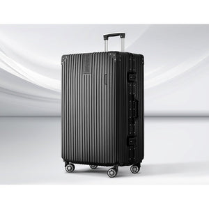 Wanderlite 28 Inch Luggage with TSA Lock Stainless�Steel�Wrapped�Corners Hard Shell Travel Suitcase Luggage Case Black - Glam Warehouse