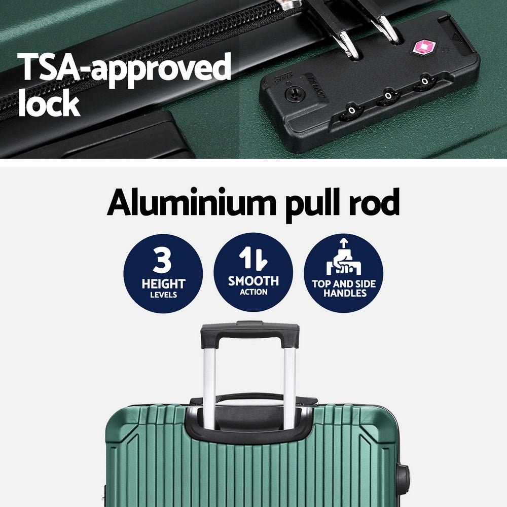 Wanderlite 28'' Luggage Travel Suitcase Set TSA Carry On Hard Case Green - Glam Warehouse