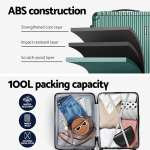 Wanderlite 28'' Luggage Travel Suitcase Set TSA Carry On Hard Case Green - Glam Warehouse